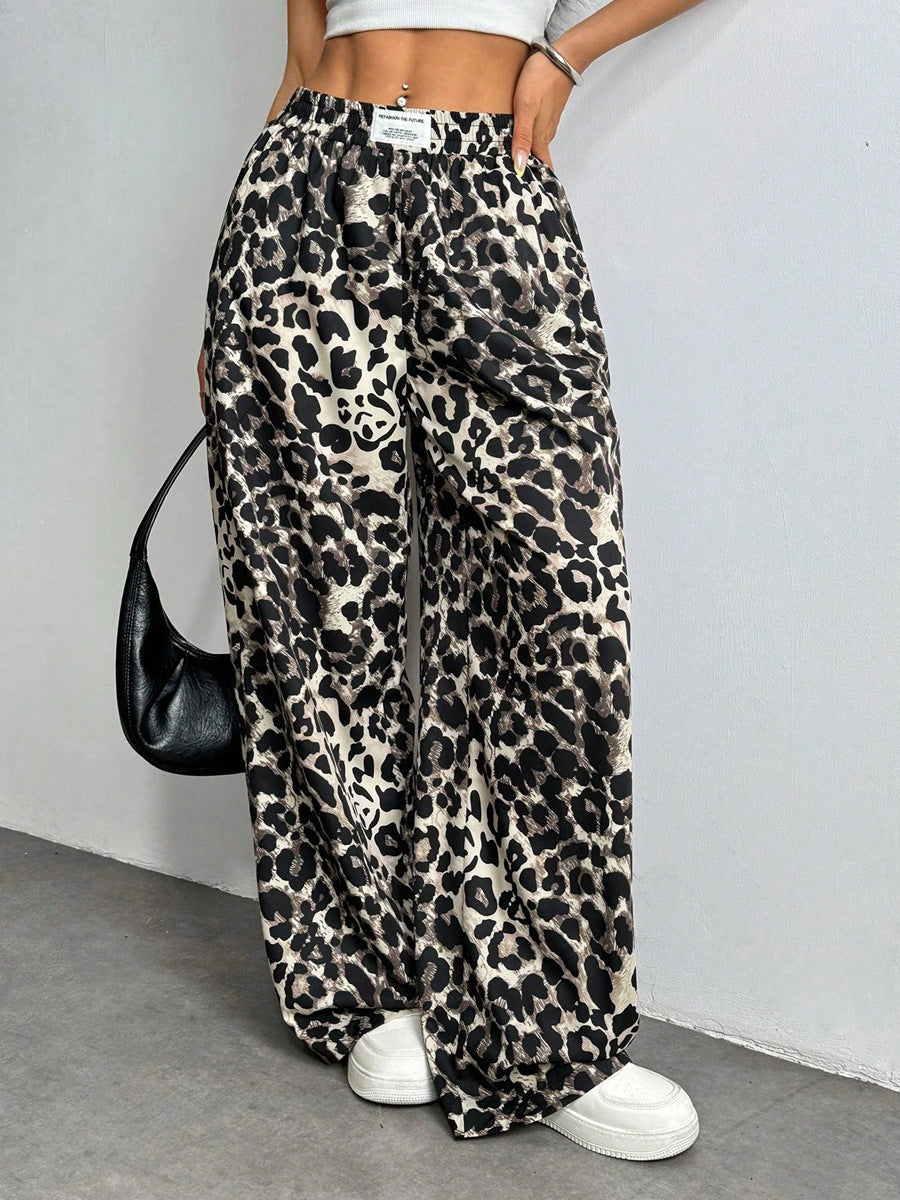 Florence | spodnie damskie palazzo w elegancki wzór leopard, stylowe i szerokie nogawki