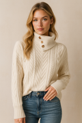 Betty – Stylowy, modny damski sweter z dzianiny z kołnierzem