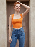 Lindy | Top damski Luce rib crop z kwadratowym dekoltem
