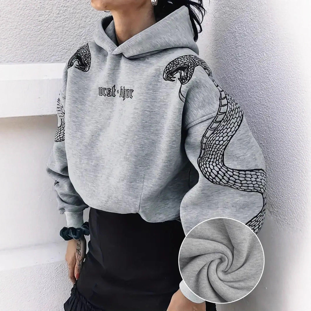 Anastasia – modna damska bluza z kapturem z nadrukiem węża