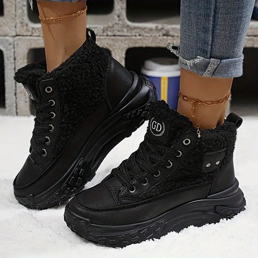 Ella - Damskie ocieplane sneakersy zimowe na platformie