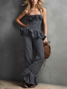 Alannah | Damski komplet casualowy top na ramiączkach w czarno-białe