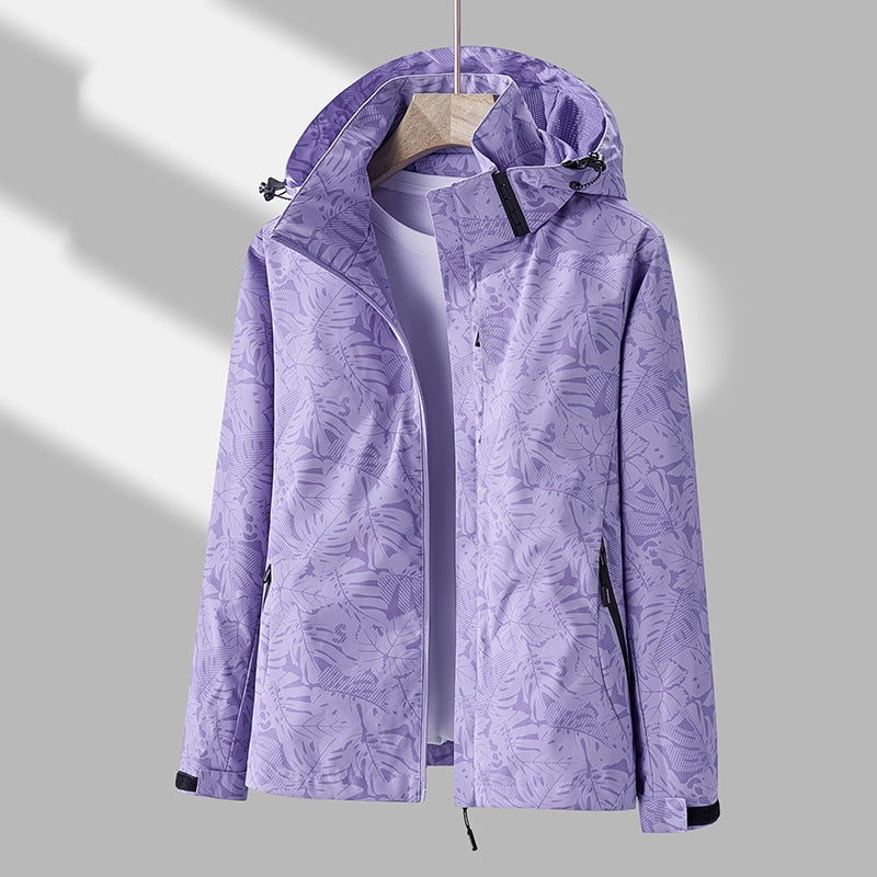 Lavender | Stylowa drukowana kurtka outdoorowa z kapturem dla kobiet