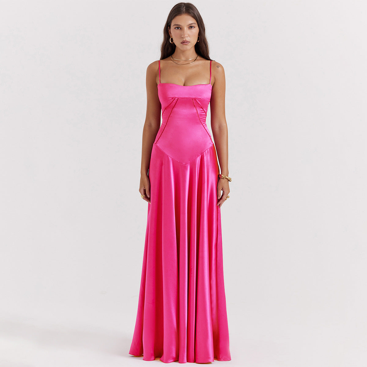 Olivia | Elegancka sukienka satynowa maxi z wiązaniem na plecach