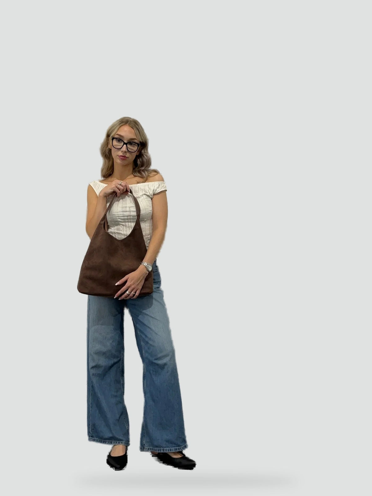 Aldona | Torebka damska na ramię z zamszową fakturą