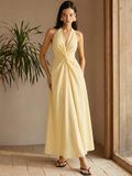 Laurie | Sukienka maxi typu halter ze skręconym detalem w talii, elegancki fason