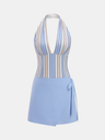 Bertha | Sukienka mini typu halter z mieszanki bawełny w paski, lekki fason
