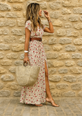 Janie | Sukienka damska maxi w kwiaty z rozcięciem, elegancka i zwiewna na lato