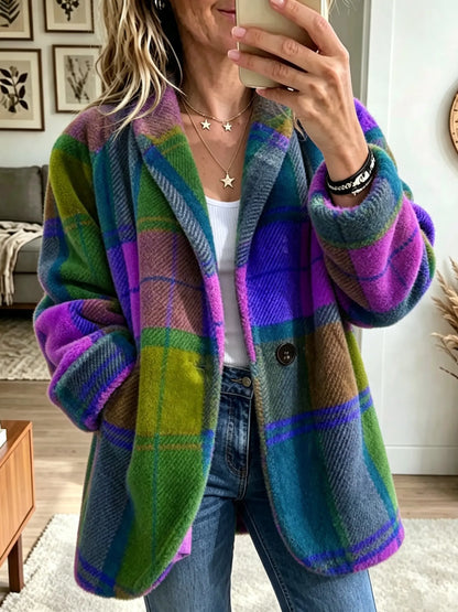 Felicja | Kurtka damska w kolorową kratę oversize
