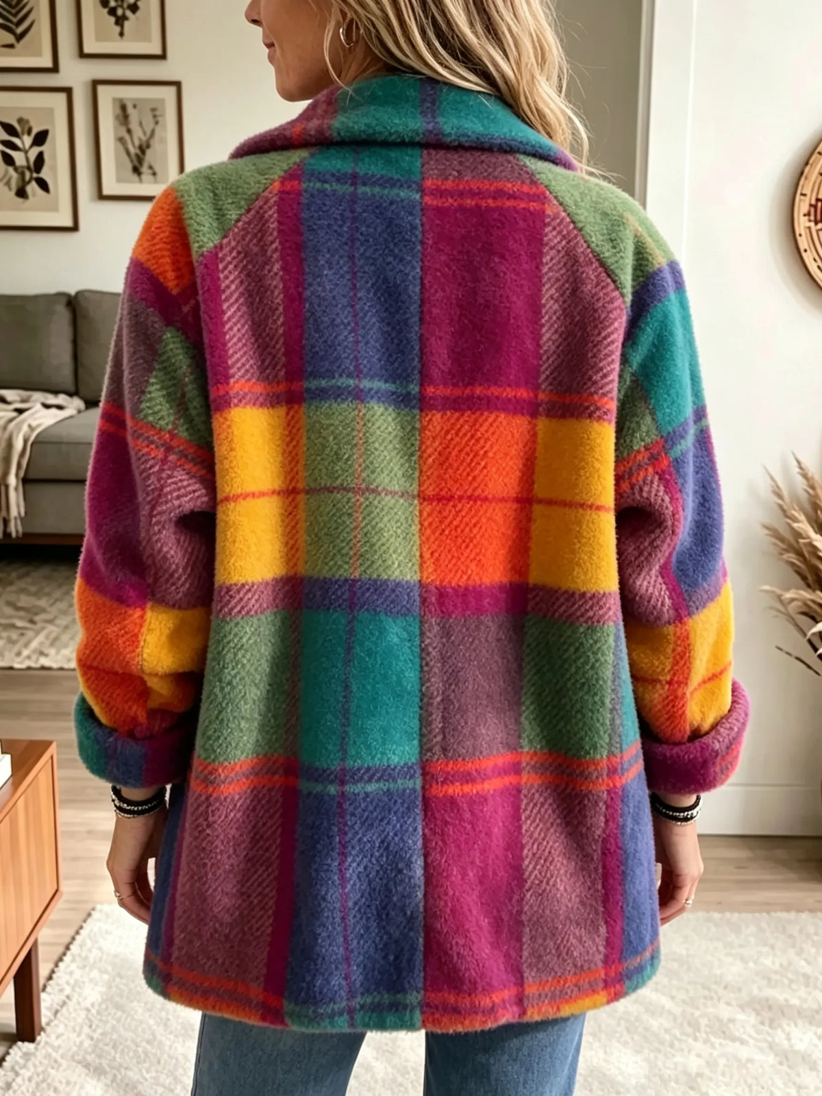 Felicja | Kurtka damska w kolorową kratę oversize