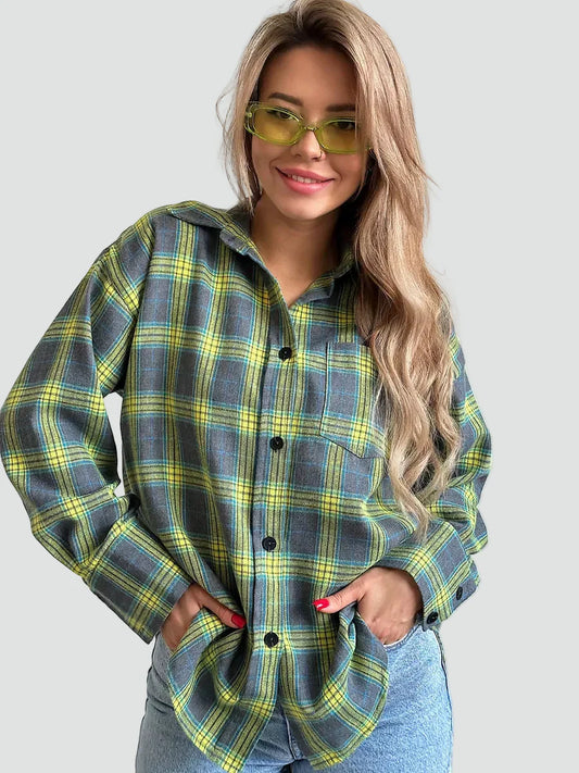Helen | koszula damska flanelowa oversize w kratę na jesień