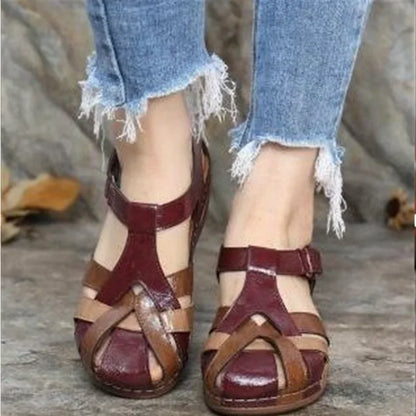 Teodora - Skórzane sandały ortopedyczne buty damskie z regulowanymi paskami