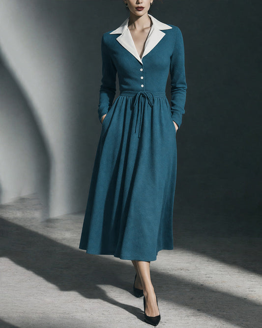 Odette | Damska sukienka midi w stylu vintage lat 50. z kieszeniami i fasonem A-line