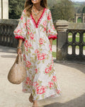 Diamond | Sukienka maxi damska w kwiatowy print z dekoltem