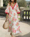 Diamond | Sukienka maxi damska w kwiatowy print z dekoltem