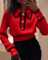 Zelda | Casualowy damski krótki sweter polo w stylu colorblock, nowoczesny i swobodny fason