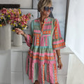 Melanie | Sukienka damska midi w stylu boho z patchworkowym wzorem
