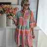 Melanie | Sukienka damska midi w stylu boho z patchworkowym wzorem