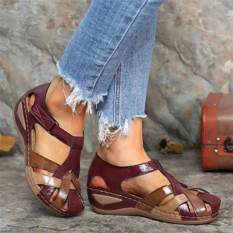Teodora - Skórzane sandały ortopedyczne buty damskie z regulowanymi paskami