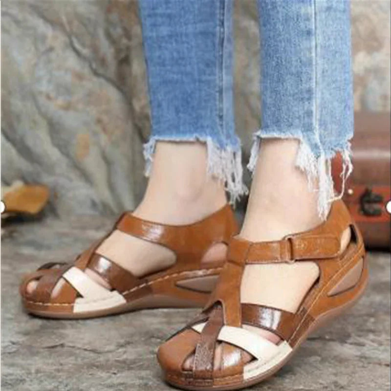 Teodora - Skórzane sandały ortopedyczne buty damskie z regulowanymi paskami