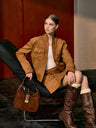 Gwenda | Damski komplet Carisa zamszowy look kurtka cropped i mini