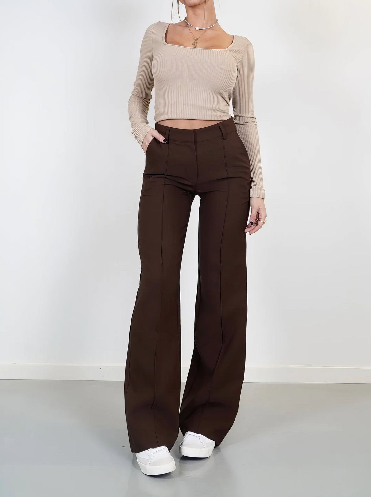 Lena | Eleganckie spodnie damskie z wysokim stanem
