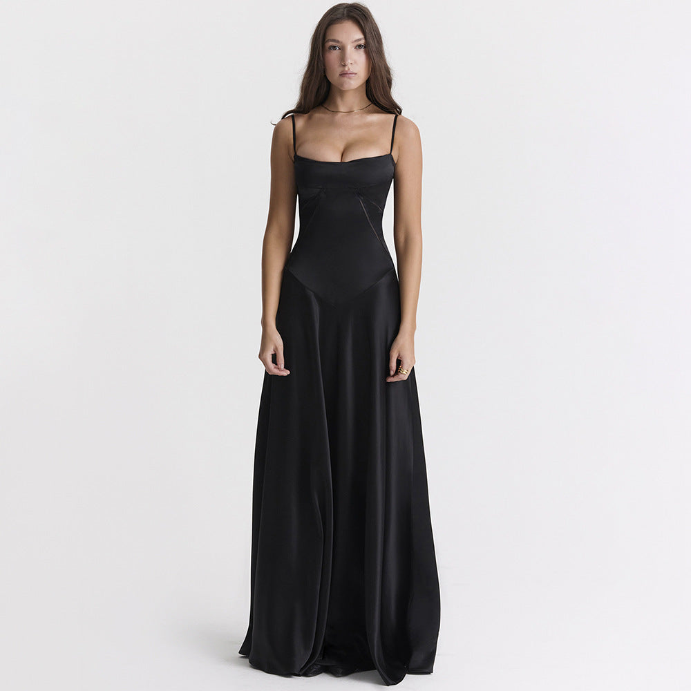 Olivia | Elegancka sukienka satynowa maxi z wiązaniem na plecach