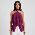 Jensen | Top damski chiffon halter z falbanami formalny elegancki stylowy