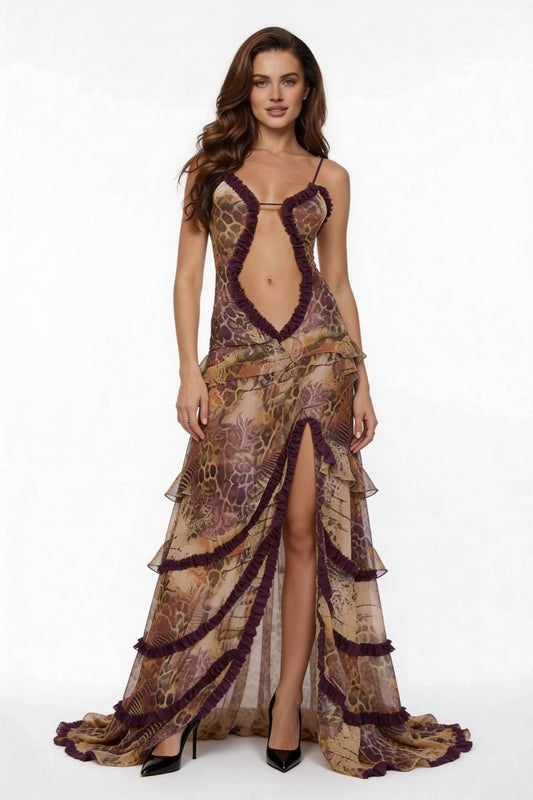 January | Sukienka damska maxi elegancka z rozcięciem