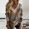 Alisha – nowoczesny damski sweter z patchworkowym wzorem – jesień