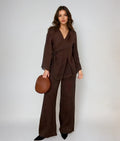 Alice | Damski komplet loungewear kimono i szerokie spodnie z lnu relaxed fit