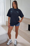 Margo | Damski t-shirt oversize granatowy wygodny casualowy